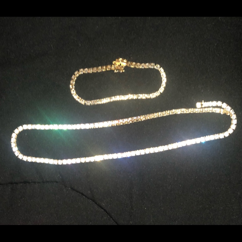Tennis necklace and bracelet